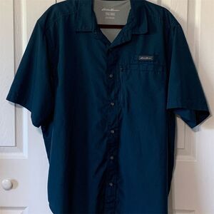 Eddie Bauer Men's 2XL Teal Vented Short Sleeve Button-Up Shirt